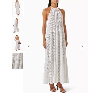 SOLID & STRIPED White Eyelet Halter Maxi Dress